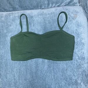 Green Strapless Crop Top